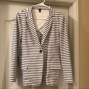 J Crew White / Blue Striped Blazer Jacket